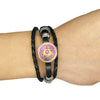 Initiale Ésotérique Pentagramme Noir Bracelet En Cuir Vintage Wicca Étoile