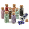 Mini botellas de deseo de vidrio, 52x21mm, piedras naturales, chip, decoración