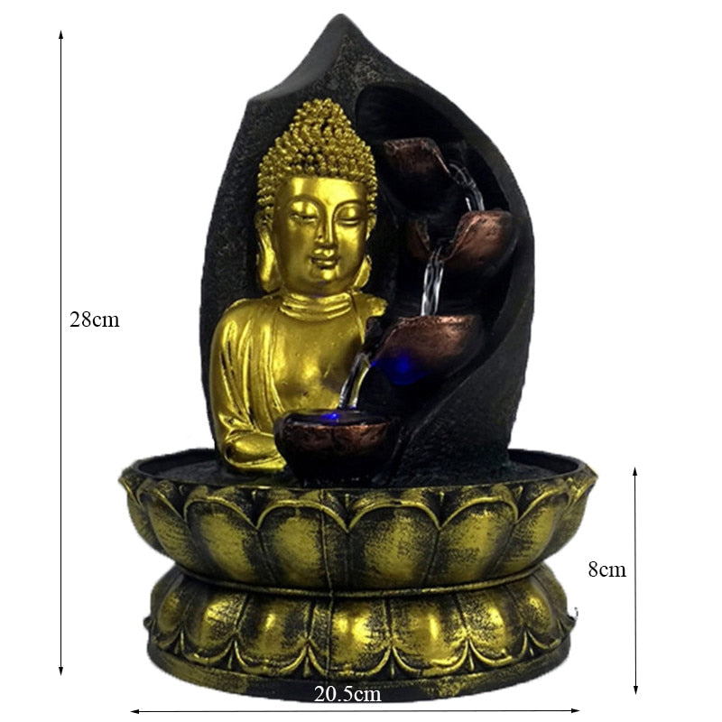 Statue de bouddha à Base de Lotus, Figurines de fontaine en résine