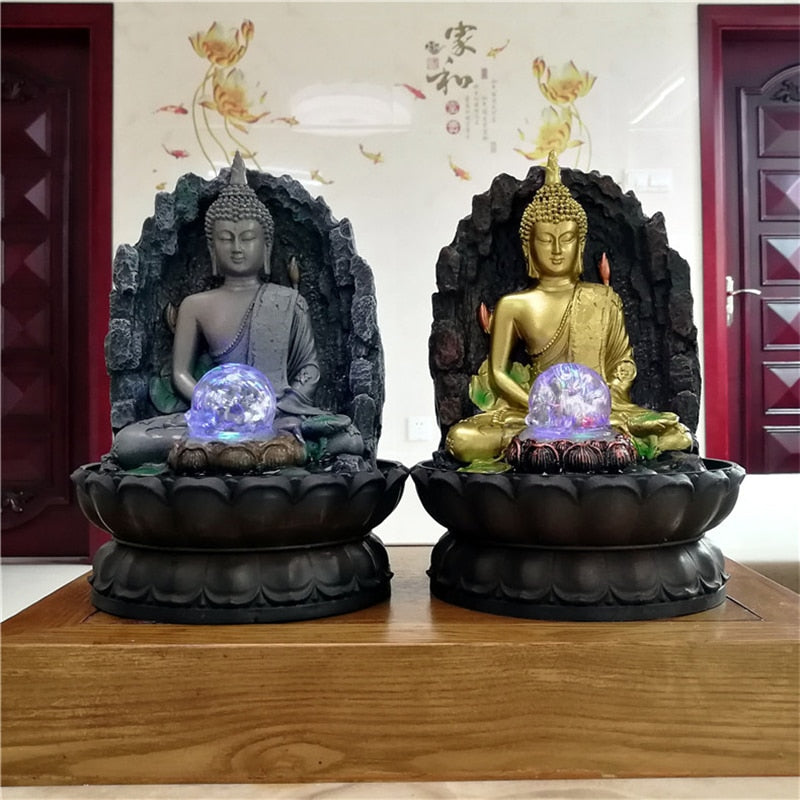 Statue de bouddha Lotus en résine artisanale faite à la main, humidificateur d'air