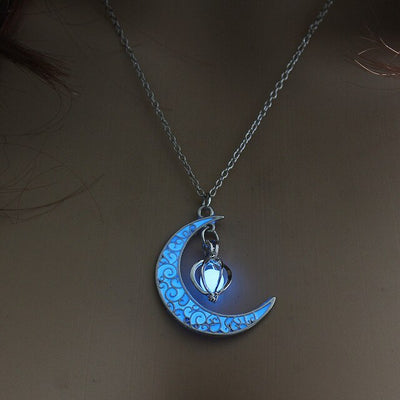 Collier avec pendentif en pierre lumineuse Antique perles scintillantes dans les ténèbres