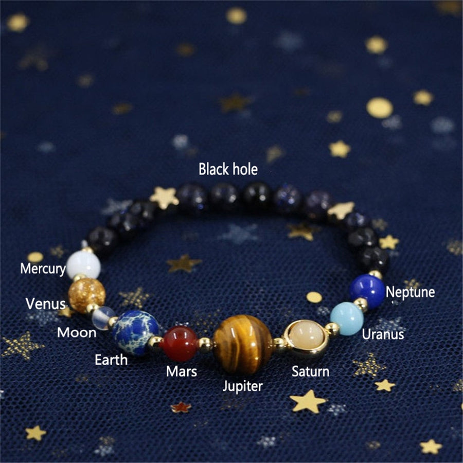 Bracelet en pierres naturelles galaxie huit planètes univers