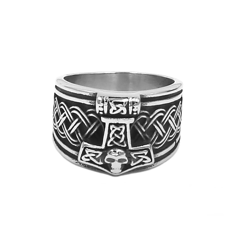 Tribal symbole mythe Thor marteau anneau en acier inoxydable bijoux nordique Viking