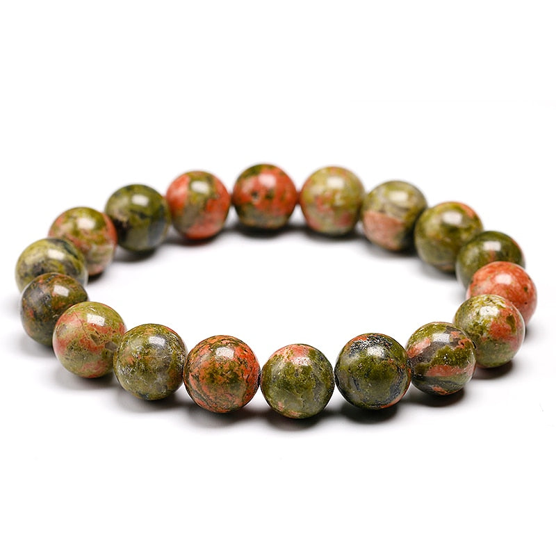Pulseras de piedra natural Unakita Cuentas curativas de yoga