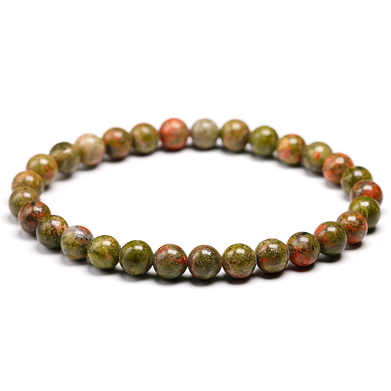 Pulseras de piedra natural Unakita Cuentas curativas de yoga