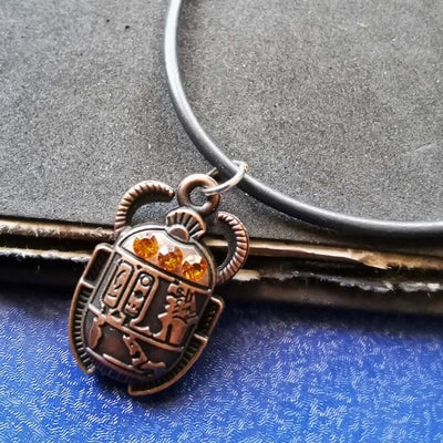 Collar egipcio para mujer, con colgante, escarabajo