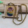 Collier en verre coloré, cristal ruyi, pendentif bouddha Guan gong