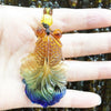 Collier en verre coloré, cristal ruyi, pendentif bouddha Guan gong