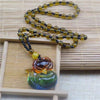 Collier en verre coloré, cristal ruyi, pendentif bouddha Guan gong