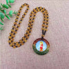 Collier en verre coloré, cristal ruyi, pendentif bouddha Guan gong