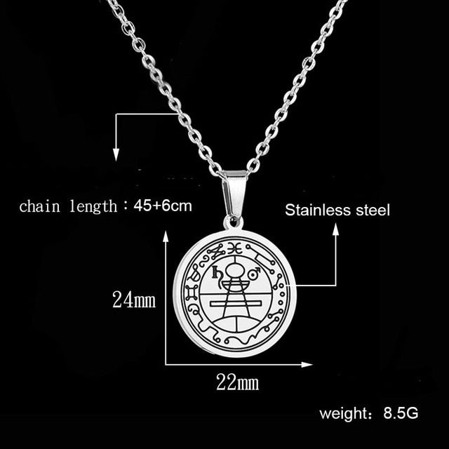 Collar con el sello de Salomón, colgante de protección, acero inoxidable, el séptimo pantáculo de Marte