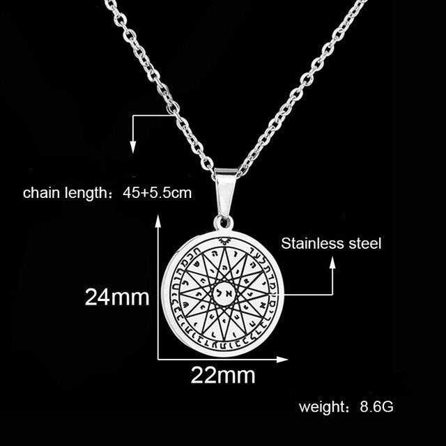 Collar con el sello de Salomón, colgante de protección, acero inoxidable, el séptimo pantáculo de Marte