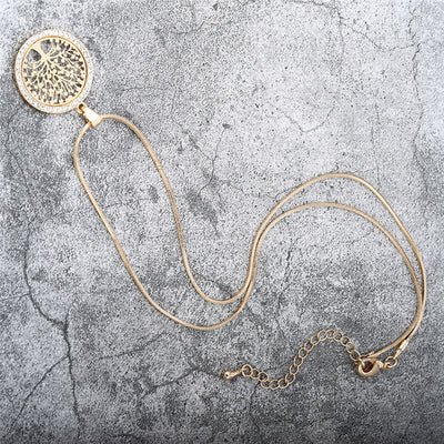 Ras de cou petit pendentif rond avec d'arbre de vie en cristal pour femme, collier féminin élégant