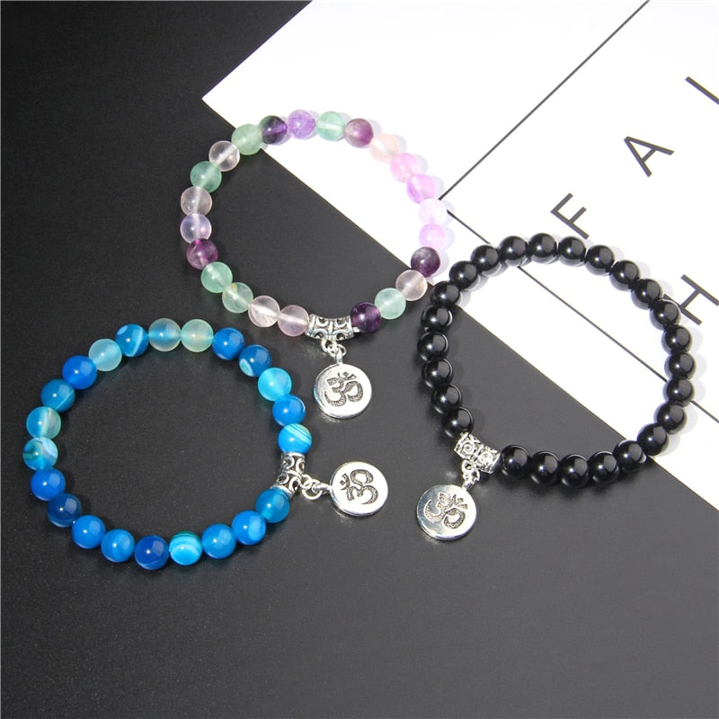 Bracelet à perles de Fluorite naturelle en pierre Chakra bijoux de guérison