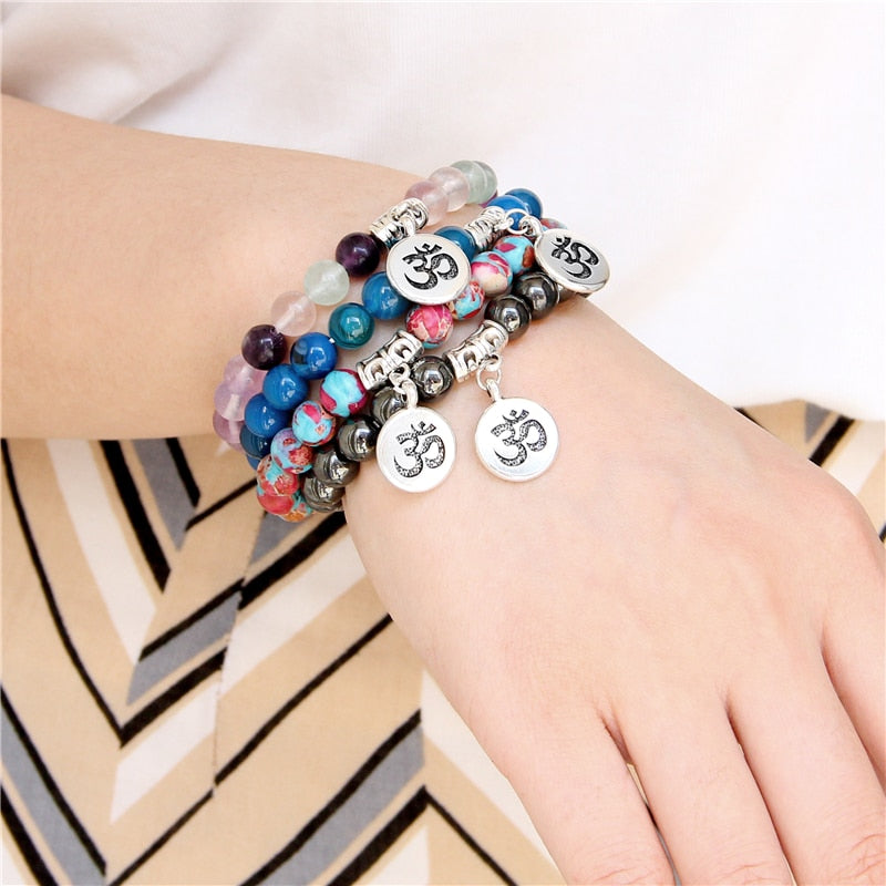 Bracelet à perles de Fluorite naturelle en pierre Chakra bijoux de guérison