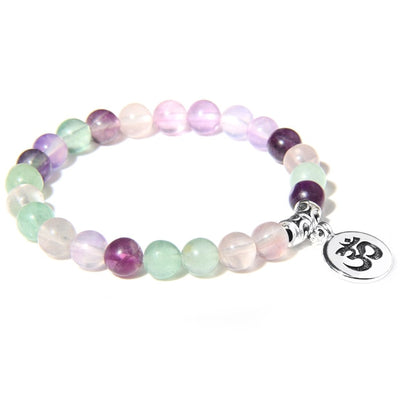 Chakra natural fluorita perla pulsera en Chakra joyas de sanación