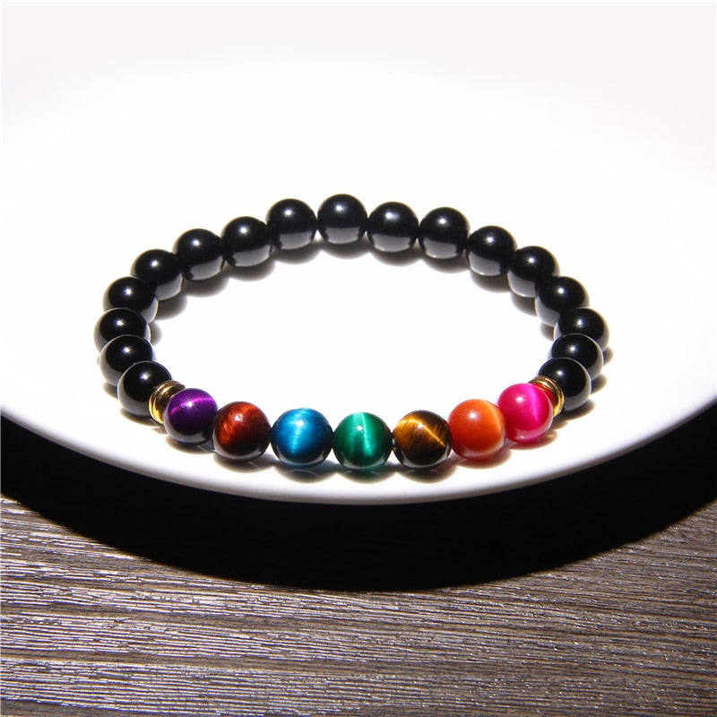 Pulsera de yoga 7 cuentas de equilibrio, 7 chakras, joya de yoga, oración Reiki