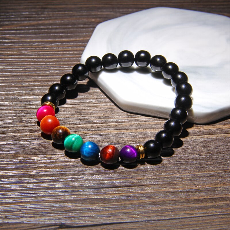Pulsera de yoga 7 cuentas de equilibrio, 7 chakras, joya de yoga, oración Reiki