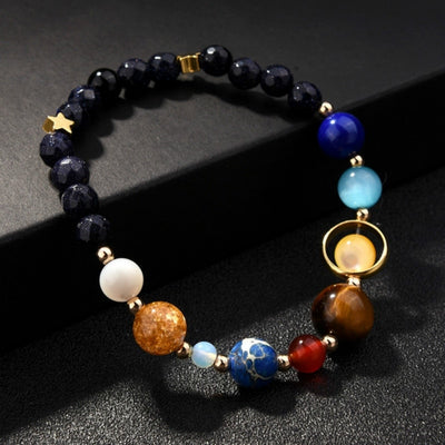 Bracelet en pierres naturelles galaxie huit planètes univers