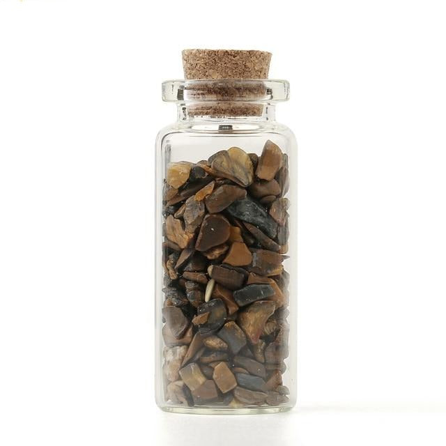 Mini botellas de deseo de vidrio, 52x21mm, piedras naturales, chip, decoración
