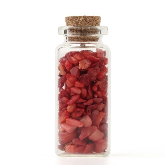 Mini botellas de deseo de vidrio, 52x21mm, piedras naturales, chip, decoración