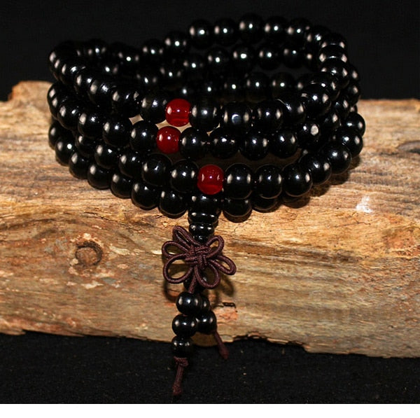 Pulsera 108 cuentas 8mm natural madera de sándalo budista