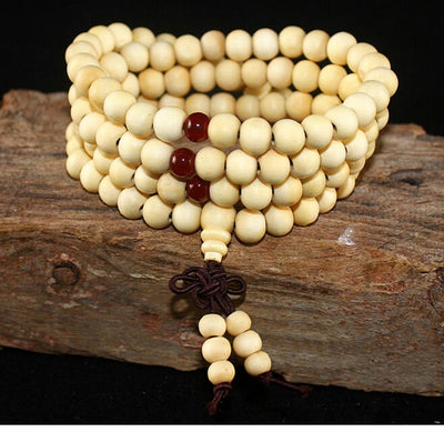 Pulsera 108 cuentas 8mm natural madera de sándalo budista