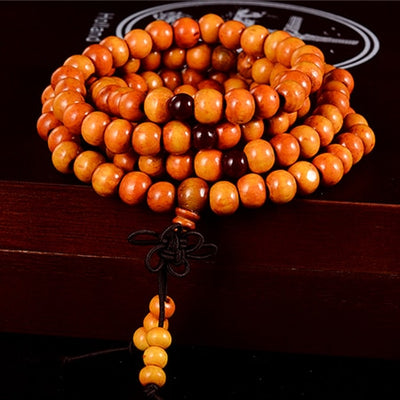 Pulsera 108 cuentas 8mm natural madera de sándalo budista