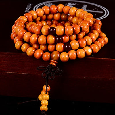 Bracelet Mala Tibétain 108 perles 8mm bois de santal - Plusieurs modèles et couleurs disponibles