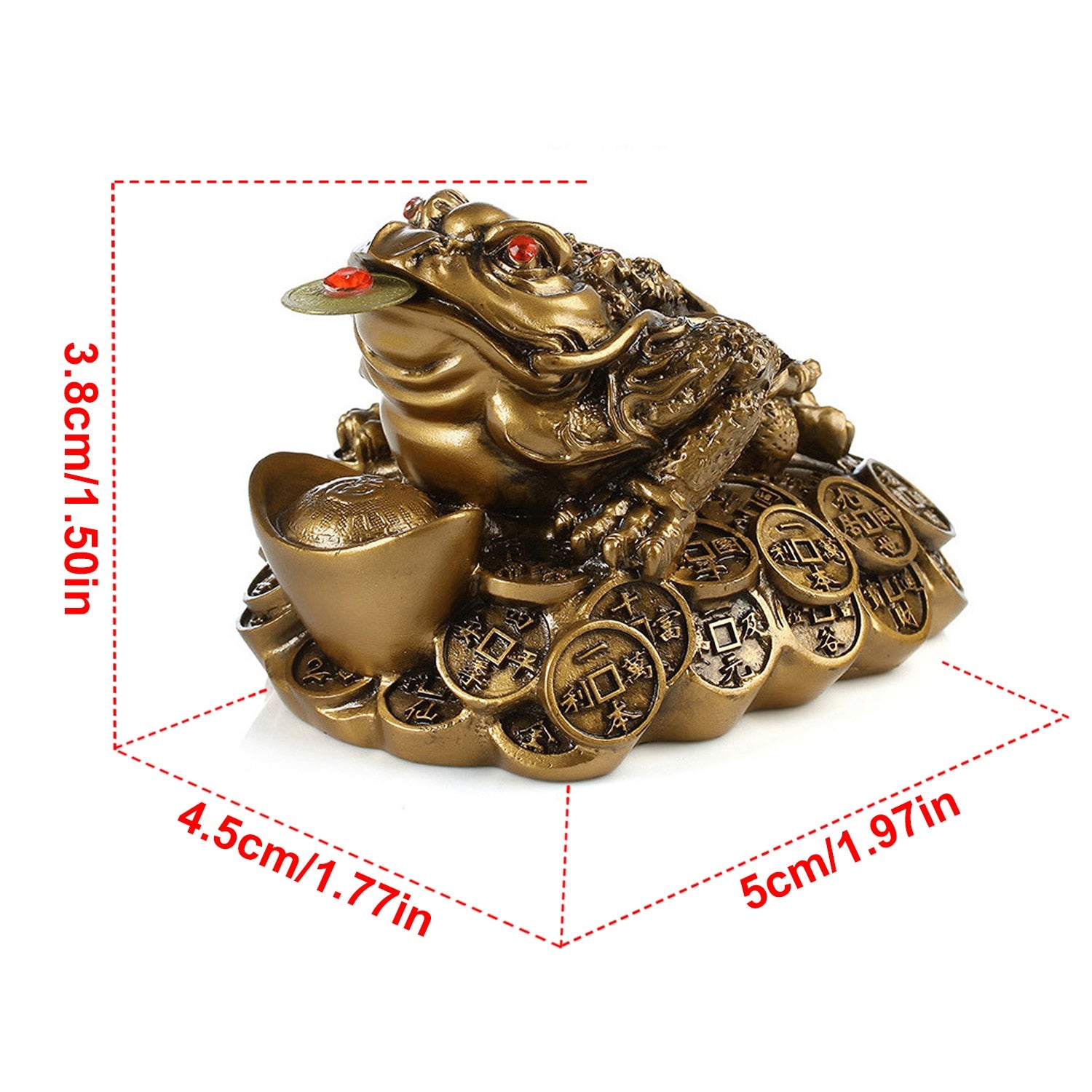 Figurita De Rana De La Moneda Feng Shui | Decoración Dorada Para Atraer Prosperidad Y Buena Suerte | Ideal Para Casa O Negocio