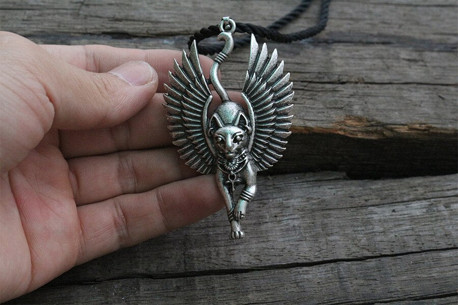 Collier chat Bastet ancienne Statue egyptienne Bastet Sphinx