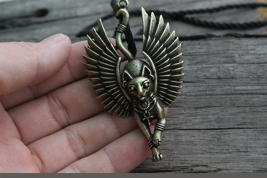 Collier chat Bastet ancienne Statue egyptienne Bastet Sphinx