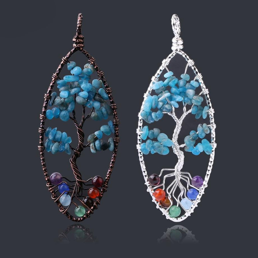 Pendentifs d'arbre de vie 7 Chakras perles pierres précieuses naturelles en kyanite