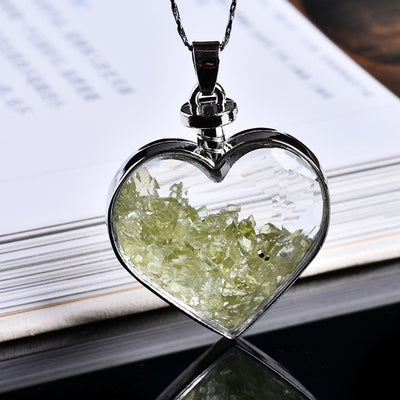 Bouteille à souhait en cristal naturel minéral pendentif en cœur