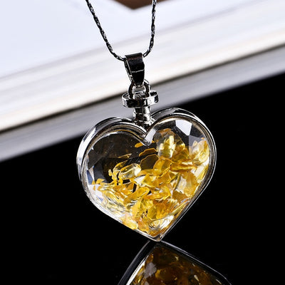 Bouteille à souhait en cristal naturel minéral pendentif en cœur