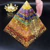Orgonite Seven Chakra Energy Pyramid Aura Adivinación Suministros Yoga Meditación Adornos Resina