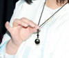 Collar con colgante de obsidiana natural Colgante de perlas con forma de arco iris
