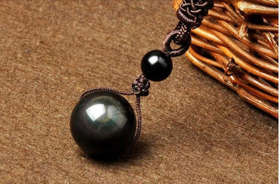 Collar con colgante de obsidiana natural Colgante de perlas con forma de arco iris