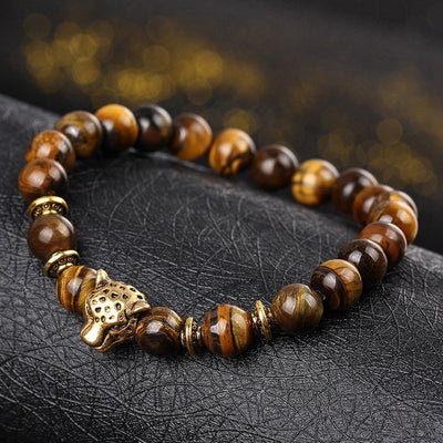 Pierre tête de léopard Bracelet perlé nouvelle mode pierre naturelle oeil de tigre