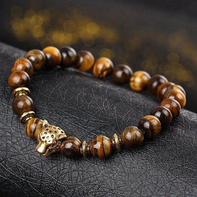 Pierre tête de léopard Bracelet perlé nouvelle mode pierre naturelle oeil de tigre