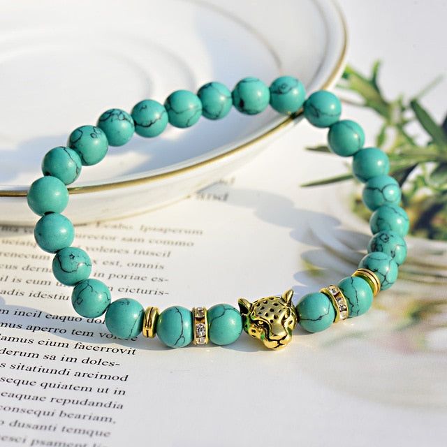 Pierre tête de léopard Bracelet perlé nouvelle mode pierre naturelle oeil de tigre