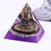 Orgonite bouddha pyramide grenat, cristal blanc naturel, générateur d'énergie