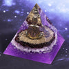 Orgonite bouddha pyramide grenat, cristal blanc naturel, générateur d'énergie