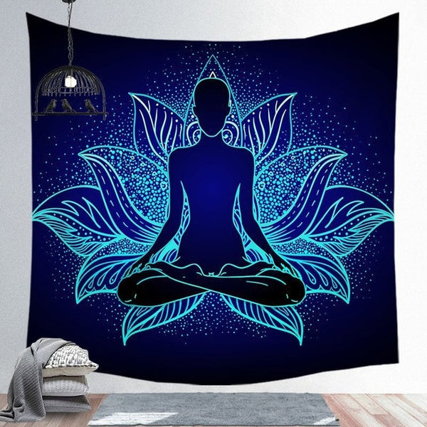 Tapisserie Lumière Noire Sept Chakras Yoga Méditation - 78.7 X 59.1 Pouces, Thème Fleur Chakra, Neuf