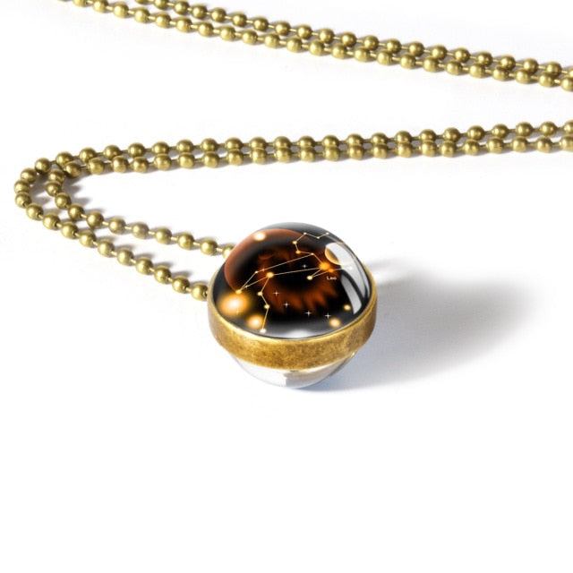Collier avec pendentif signe du zodiaque 12, Cabochon en verre