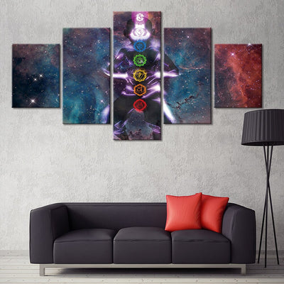 Peinture sur toile 7 chakras 5 pièces photo Art mural