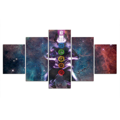 Peinture sur toile 7 chakras 5 pièces photo Art mural