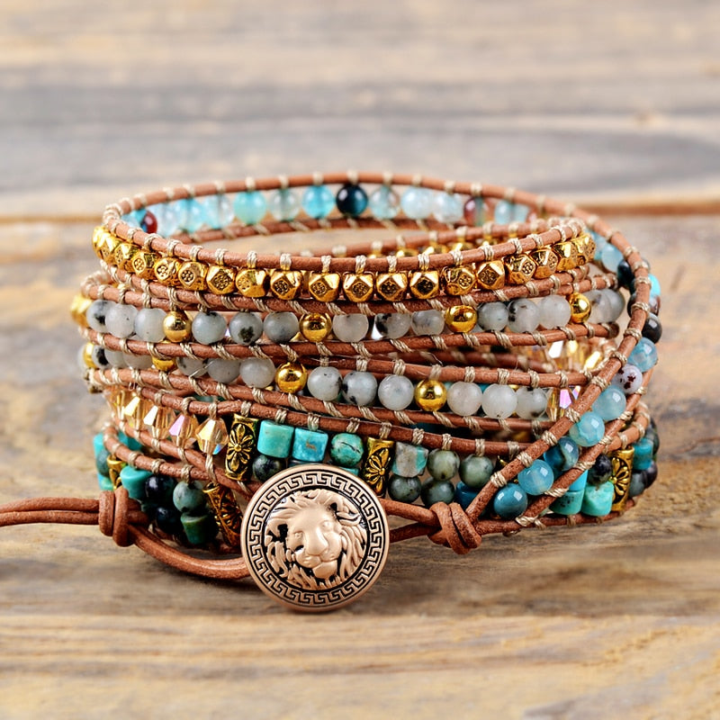 Bracelets en Chrysocolla naturels pour femmes, faits à la main pierres mélangées