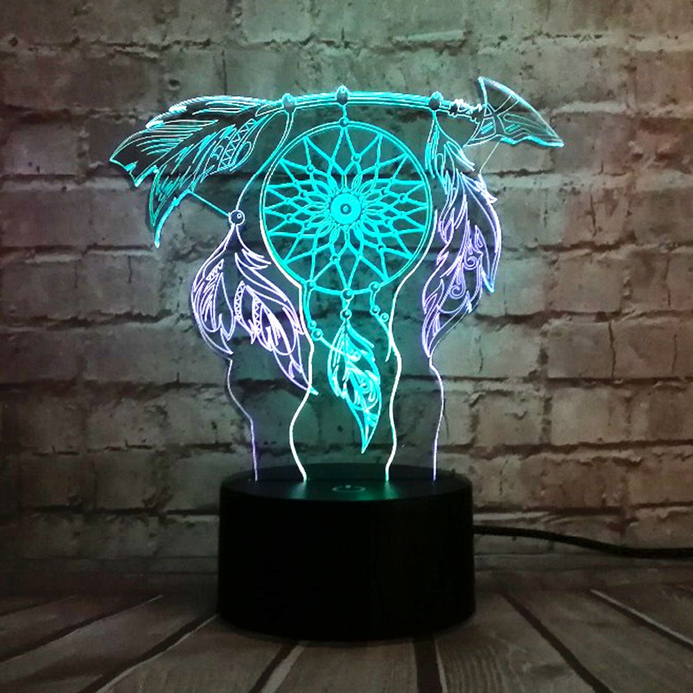 Chaude Valentine vent carillons lampe de Table interrupteur capteur de rêves 3D