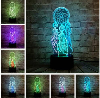 Chaude Valentine vent carillons lampe de Table interrupteur capteur de rêves 3D